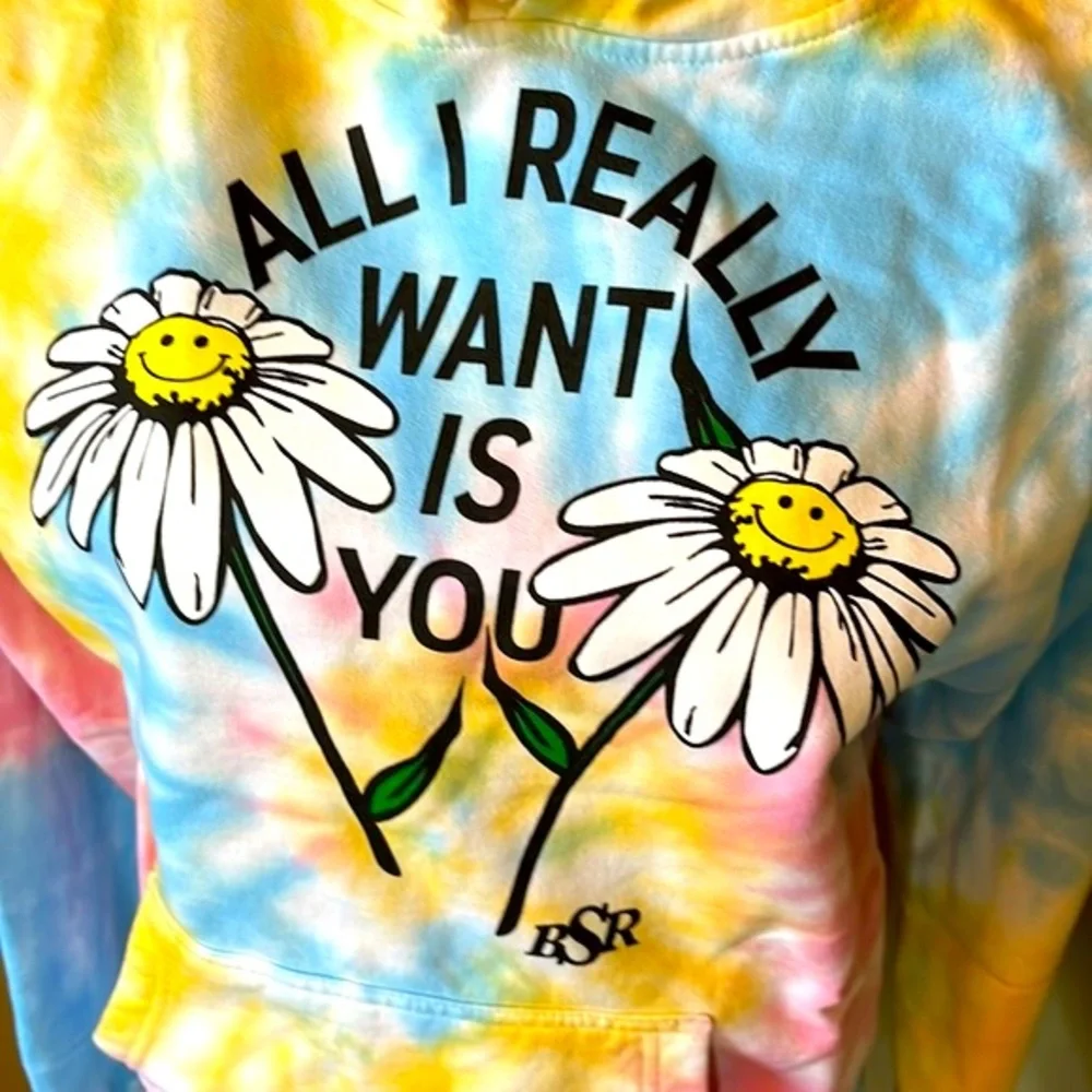 BY SAMII RYAN pastel tie dyed hoodie sweatshirt with smiling daisy small xlarge - Picture 6 of 16